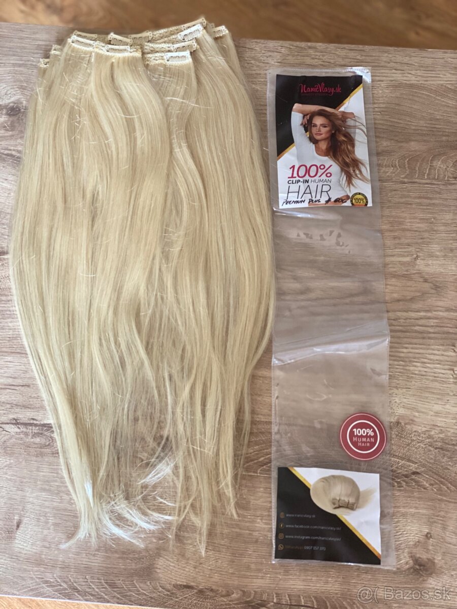 Nenosené ľudské clip in vlasy 60 cm