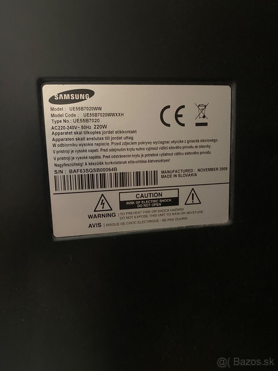 Samsung LED TV 55” (model UE55B7020)