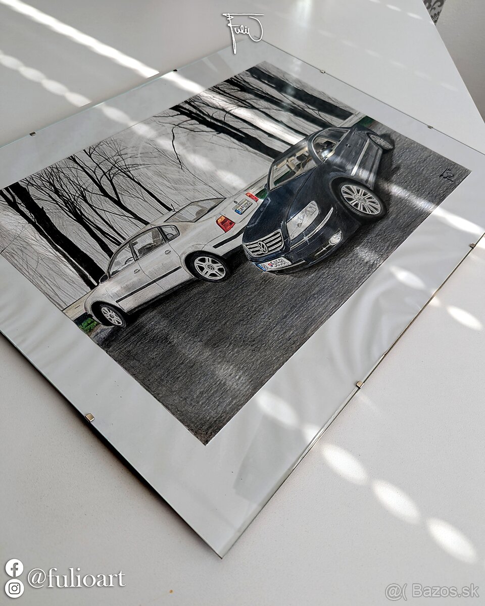 Originálna ručne kreslená ilustrácia auta