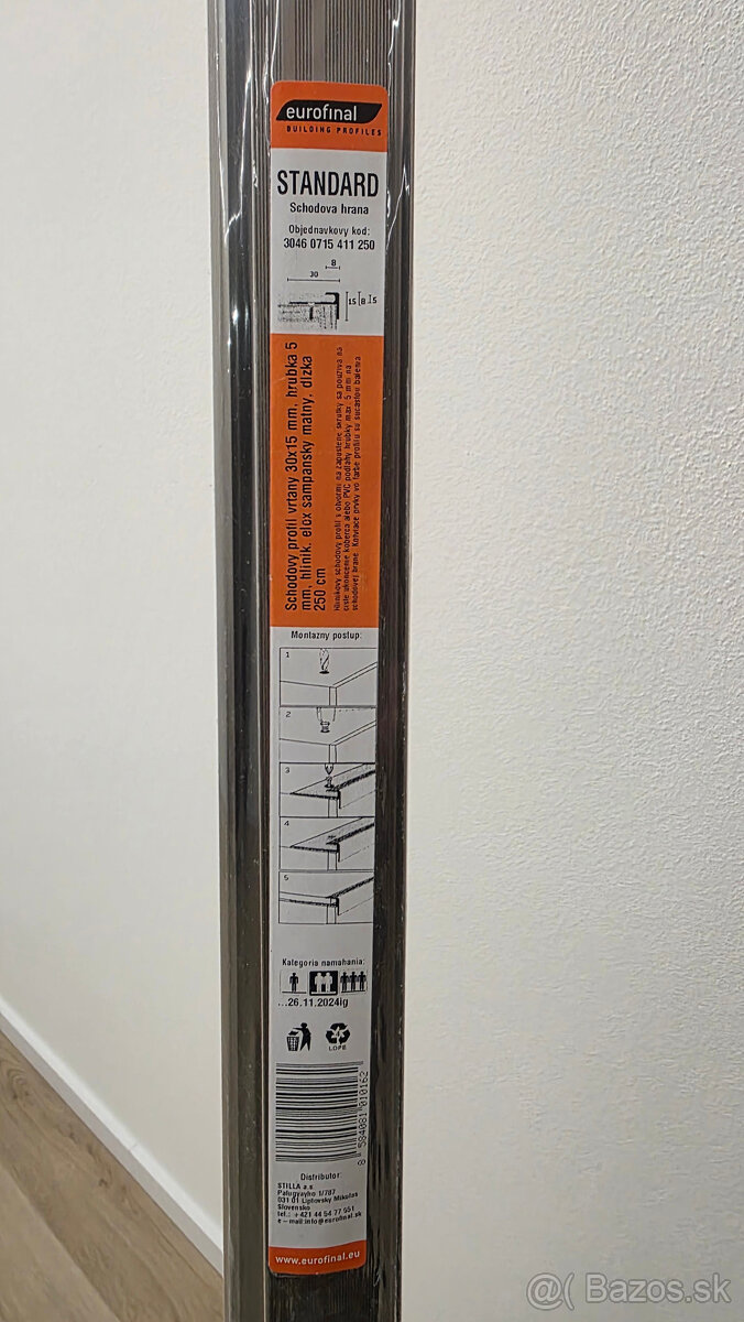 Hlinikovy schodovy profil 30x15x2500