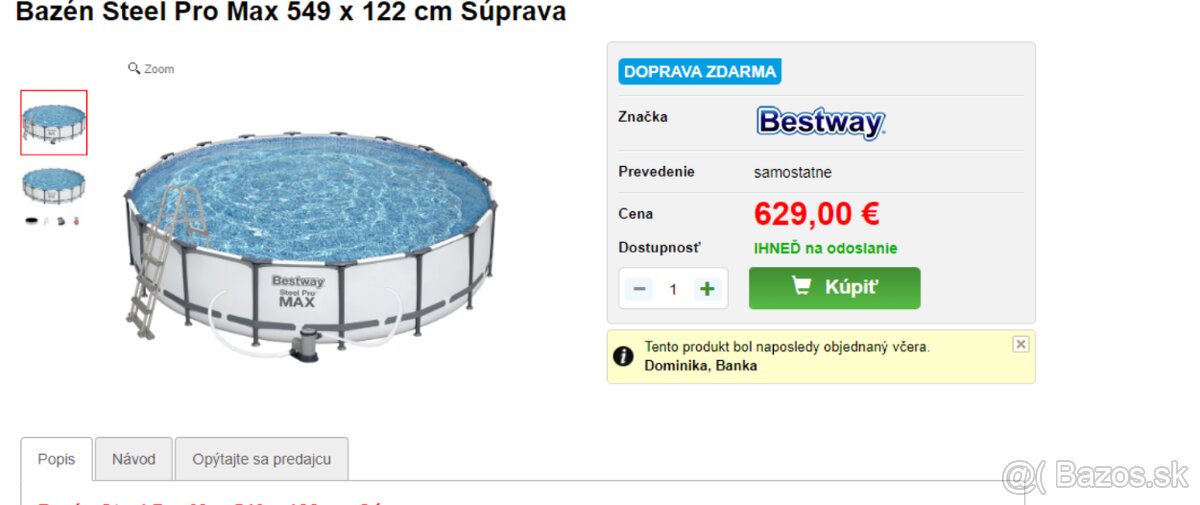 Predám bazén 5,5m kruh