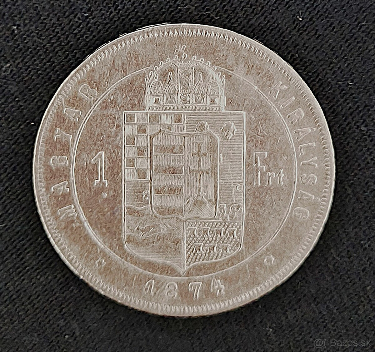 ☀️ 1 forint, zlatník rok 1874 KB, Rakúsko - Uhorsko, ☀️
