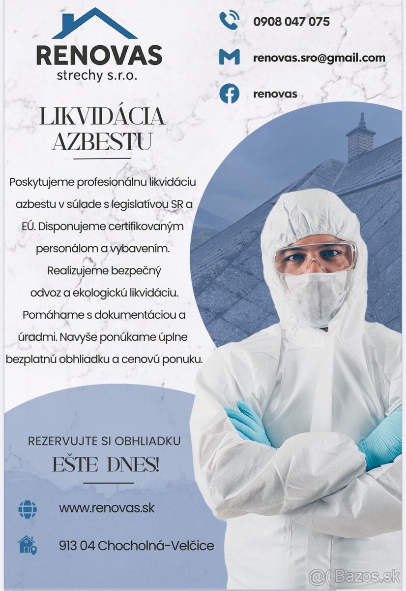 Likvidácia azbestu,eternit,odstránenie eternitu na streche,a
