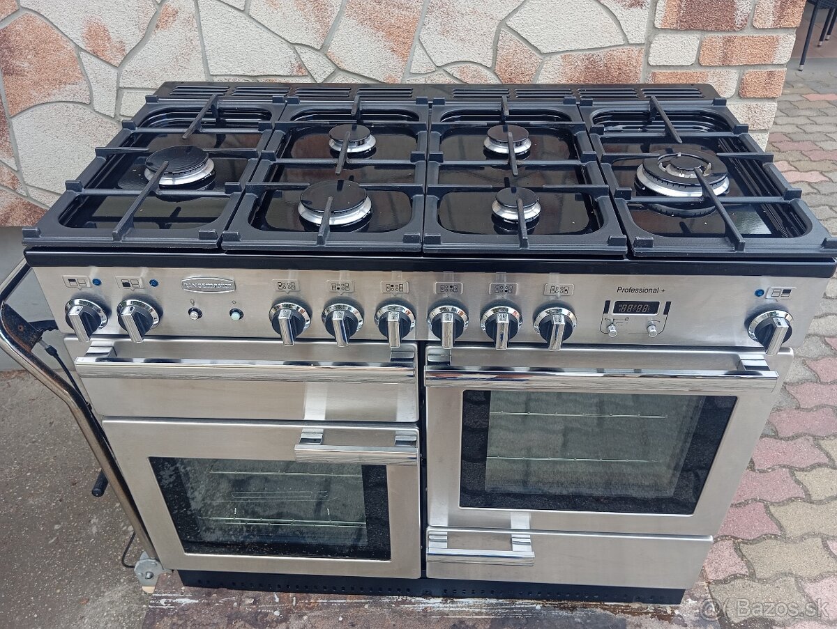 Plynový sporák Rangemaster so 6 horákmi a 3 elektrické rúry