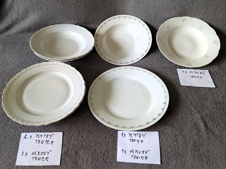Taniere + krčahy porcelánové/retro