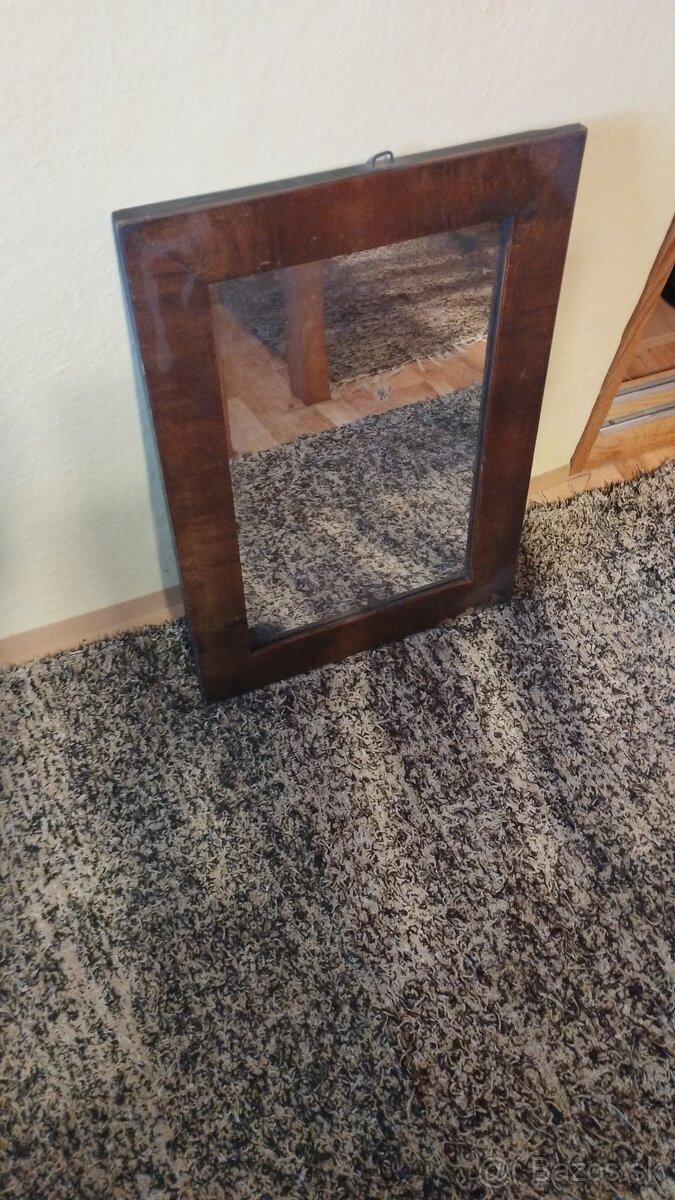 Zrkadlo nástenné drevený rám starozitne