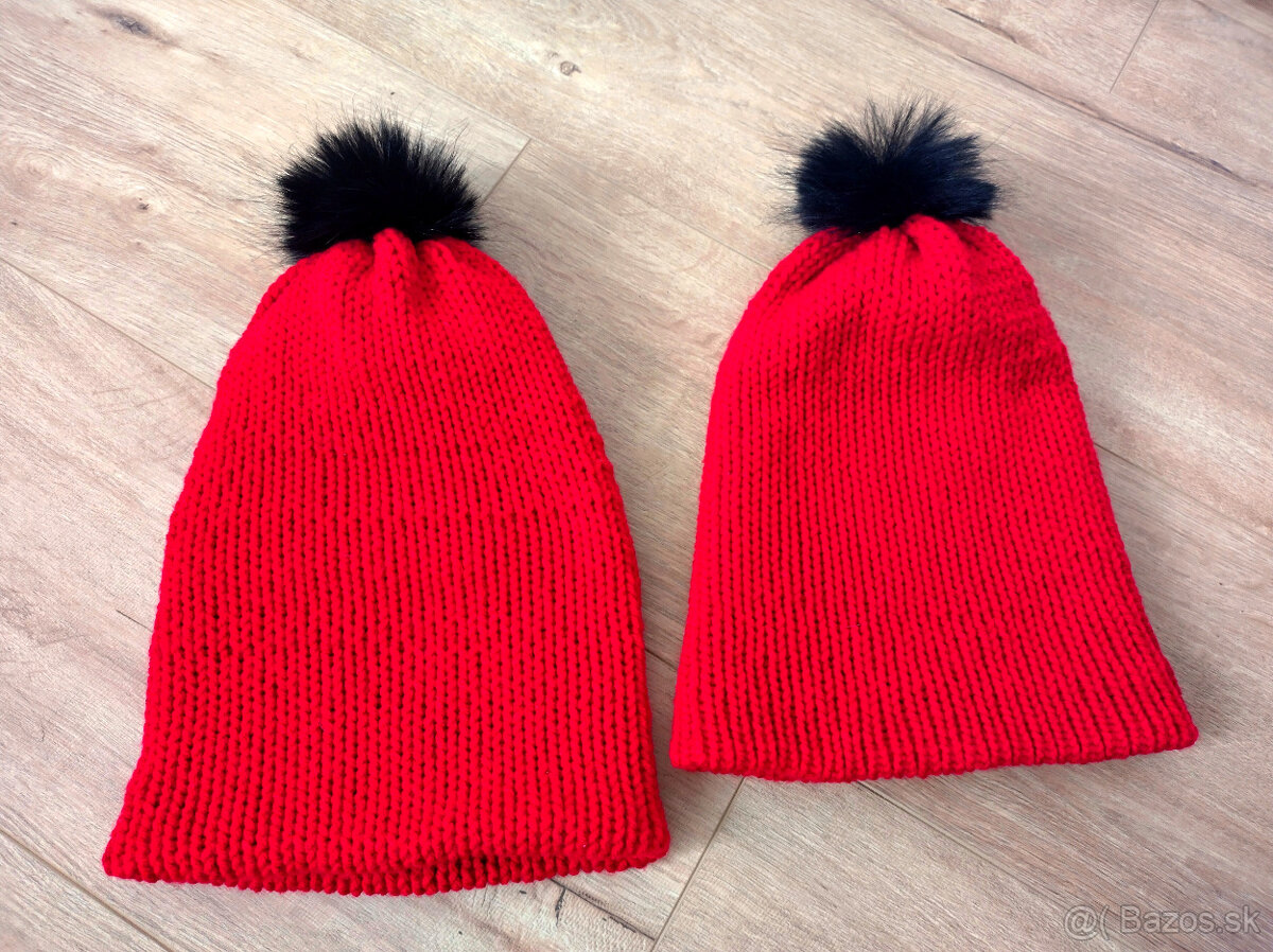 2x pletena, strikovana hruba zimna tepla čiapka  CENA SPOLU
