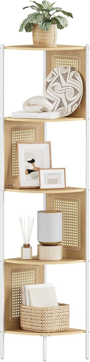 VASAGLE 5-poschodový rohový regál – dub/beige, nový