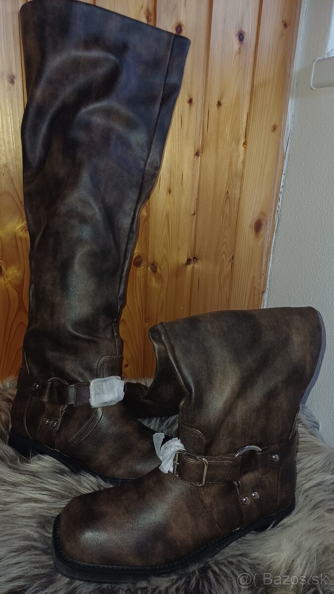 ​Nové Vysoké Čižmy Nad Kolená Hnedé veľ.37