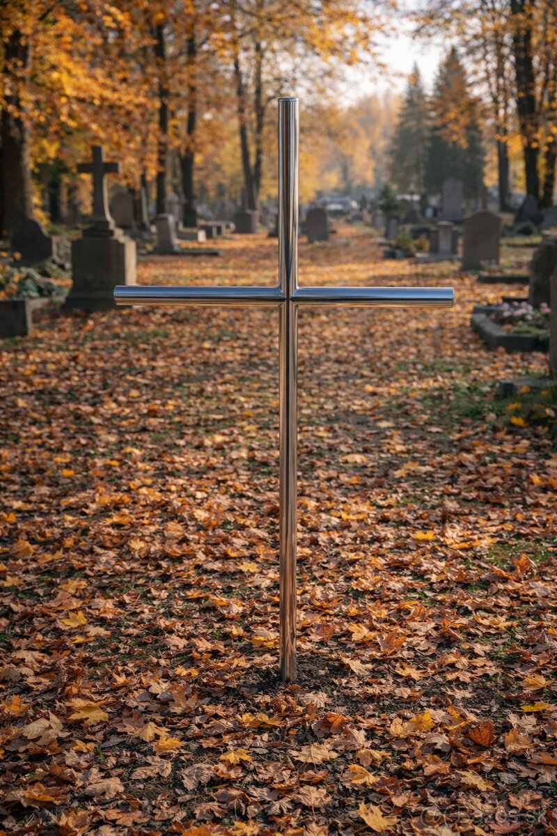 Náhrobný nerezový leštený kríž 120cm