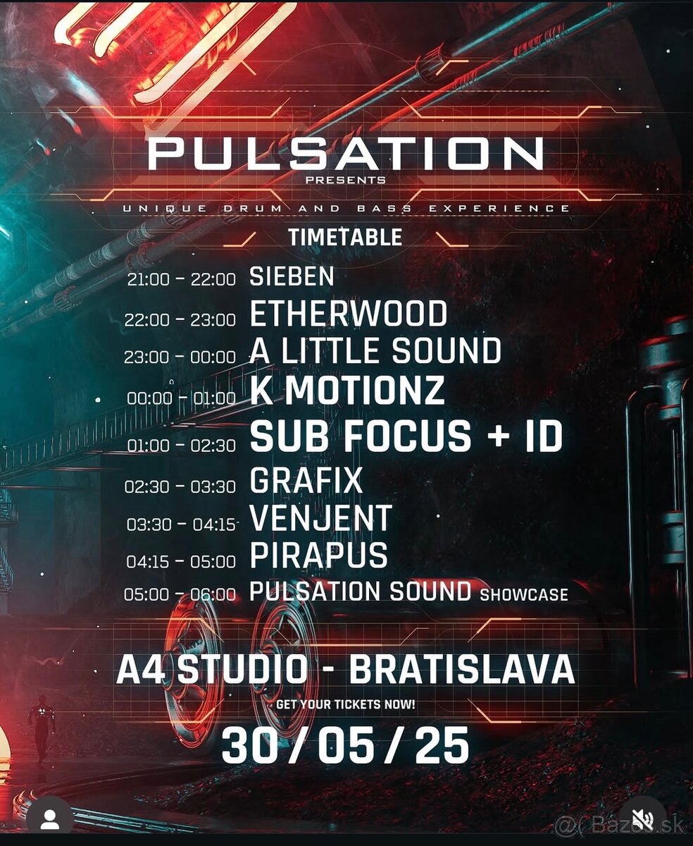 Predám lístok na koncert SUB FOCUS (PULSATION)