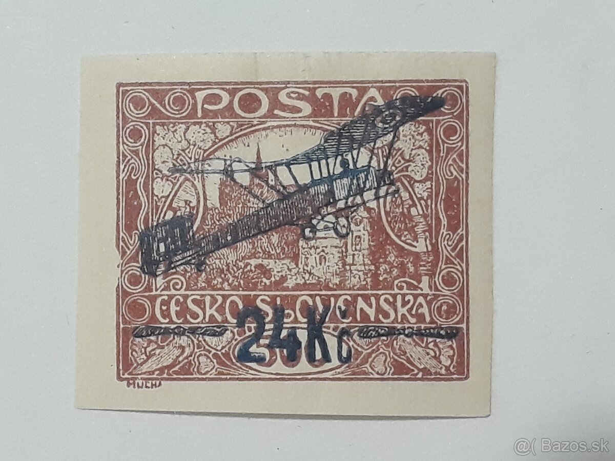 Znamky ČSR 1 HRADČANY Letecke emisie doskove vady