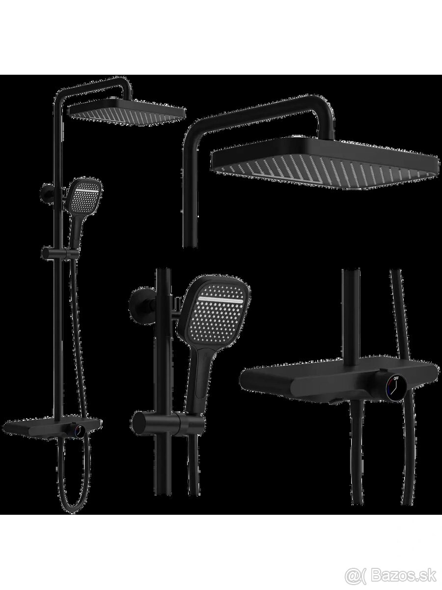 Sprchova bateria set čierna matná