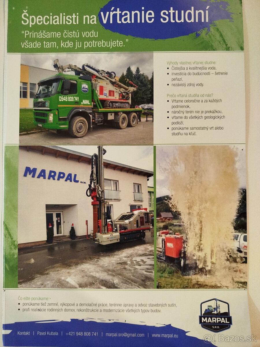 Vŕtanie studní, vrty pre tepelné čerpadlá