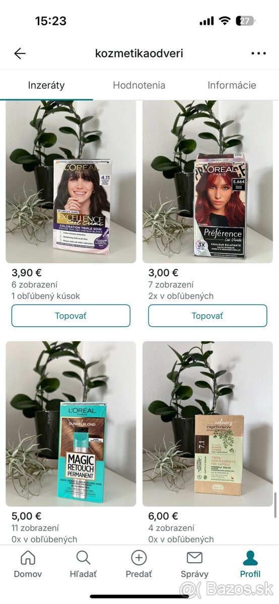 Predávam rôzne farby na vlasy