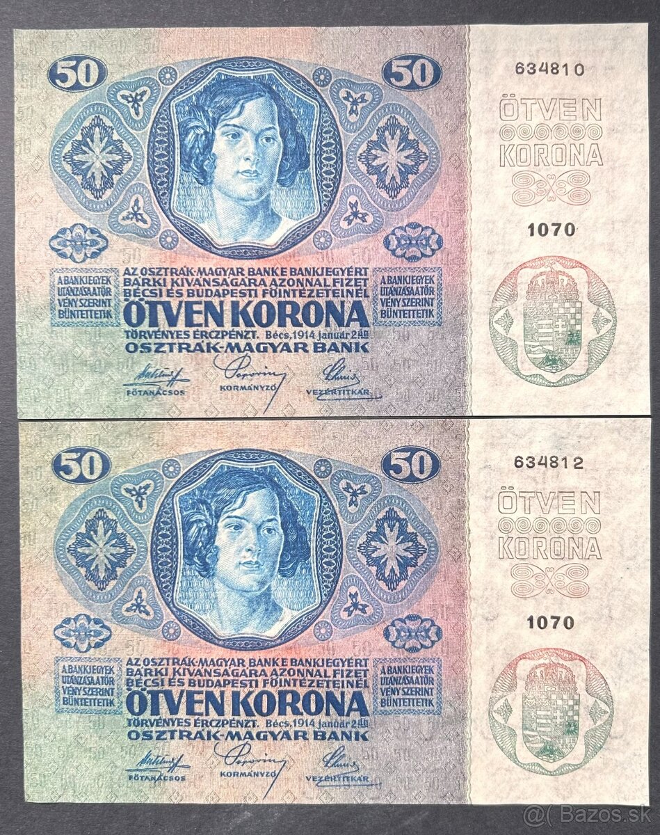 Bankovky Rakúsko-Uhorsko 50 Kronen 1914 Unc
