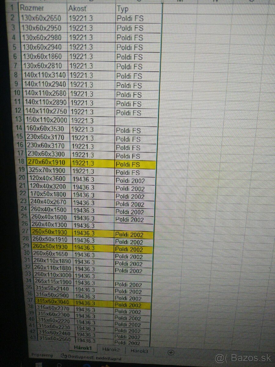 Nastrojová ocel 19346 a19221