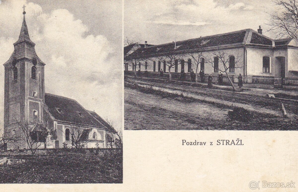Predám delenú pohľadnicu obce  Straže 1938 pri Šaštíne