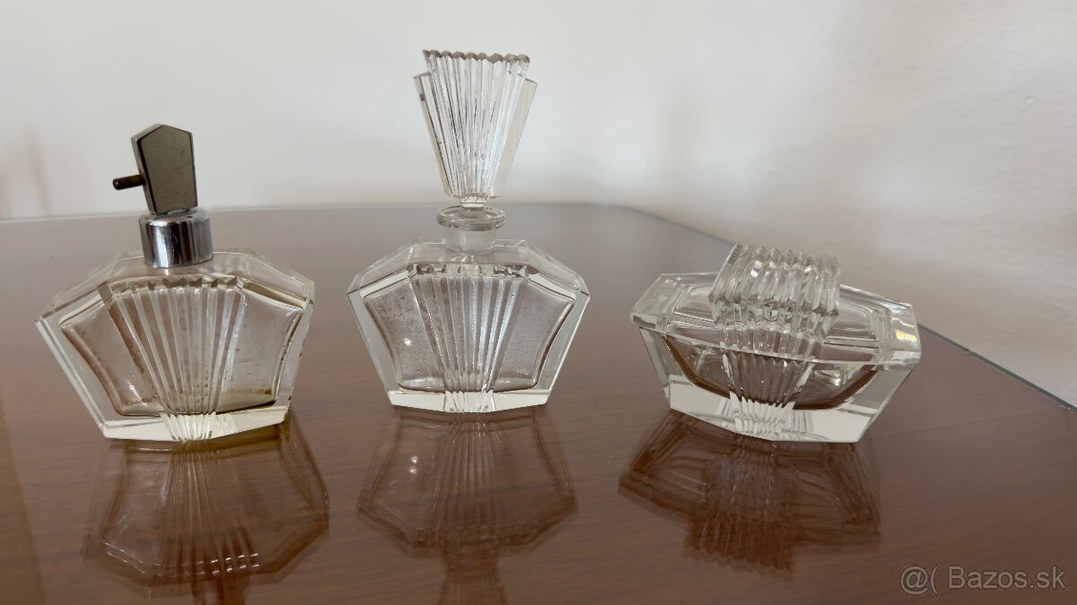Predám vintage art deco sklenený toaletný set