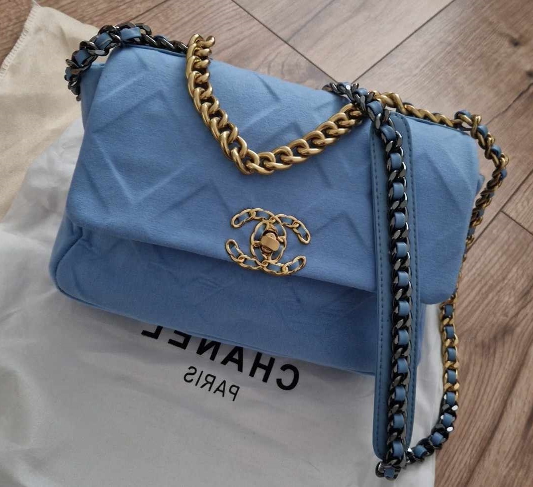 Nová luxusná CHANEL flap bag nebeska modra jahňacia koža