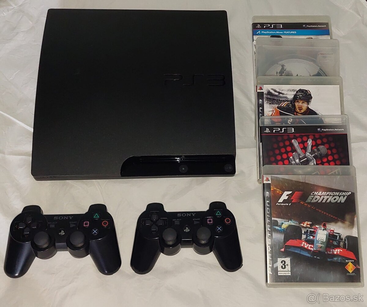 Sony Playstation 3 + 5 hier + 1 ovládače + nabíjacia stanica