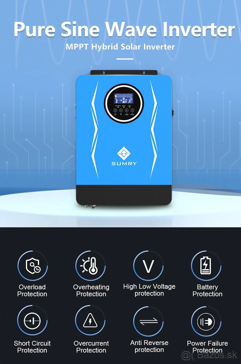 Hybridný solár invertor 4.2kW/24V, MPPT 6kw + WiFi