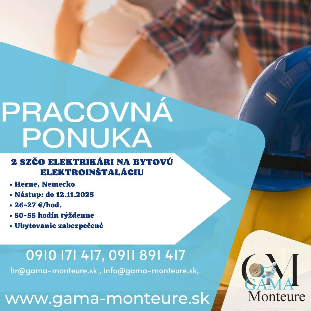 Hľadáme 2 SZČO elektrikárov na bytové elektroinštalácie.
