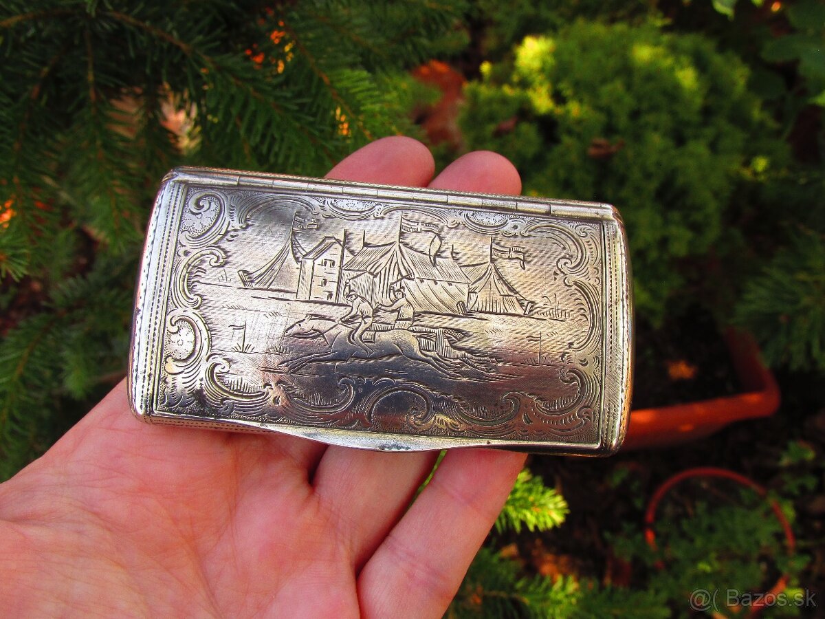 Krásna stará strieborná tabatierka - Viedeň 1865
