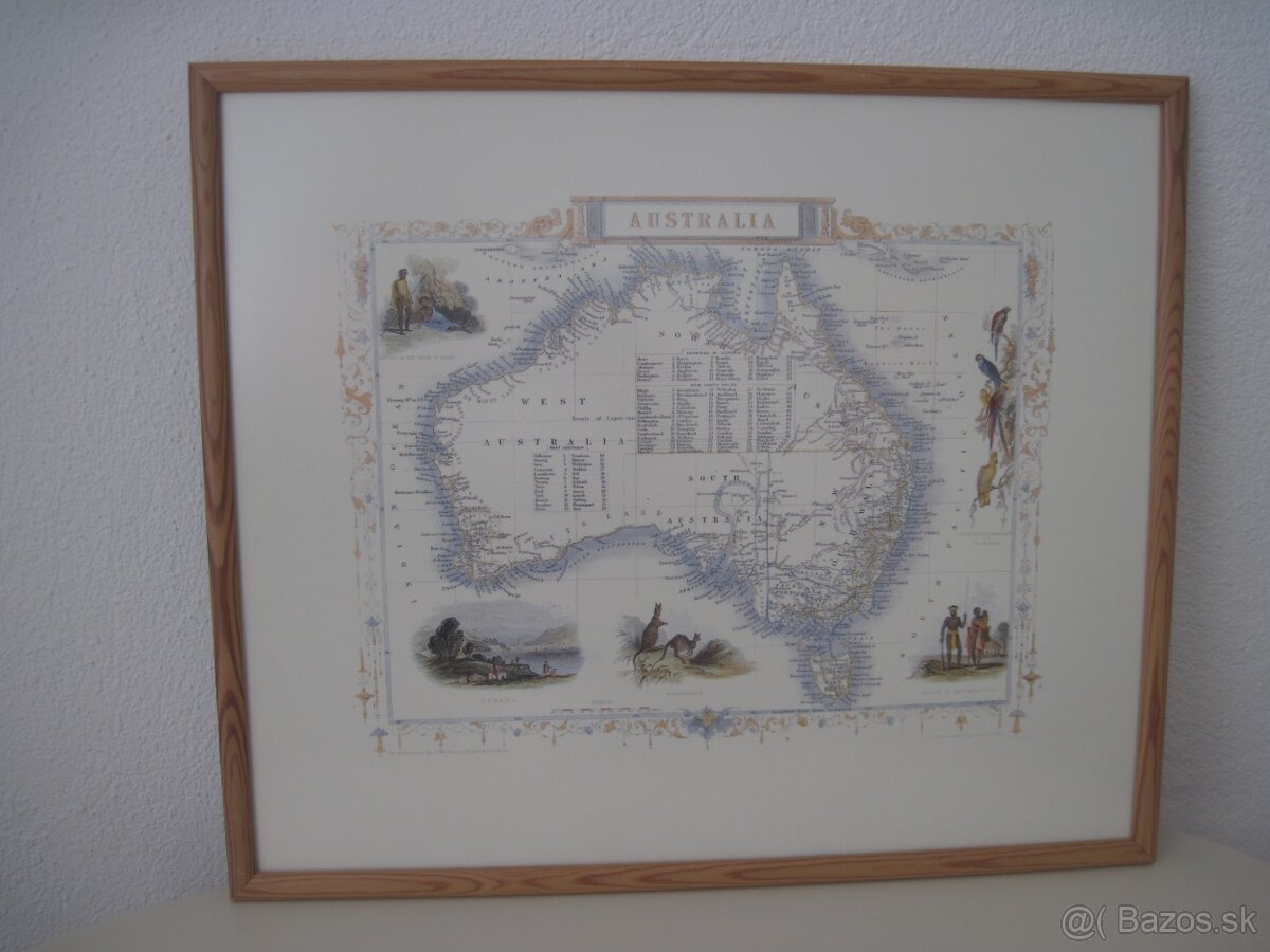mapa Austrálie zarámovaná