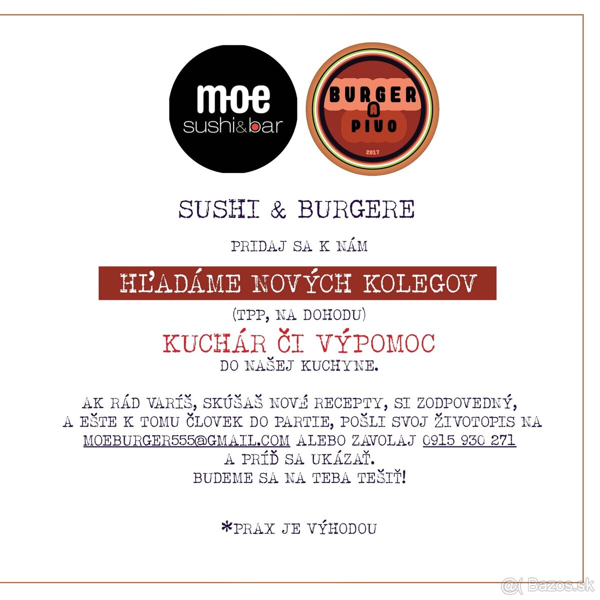 HĽADÁME POSILY DO TÍMU 🍔👨🍳 BURGER A PIVO