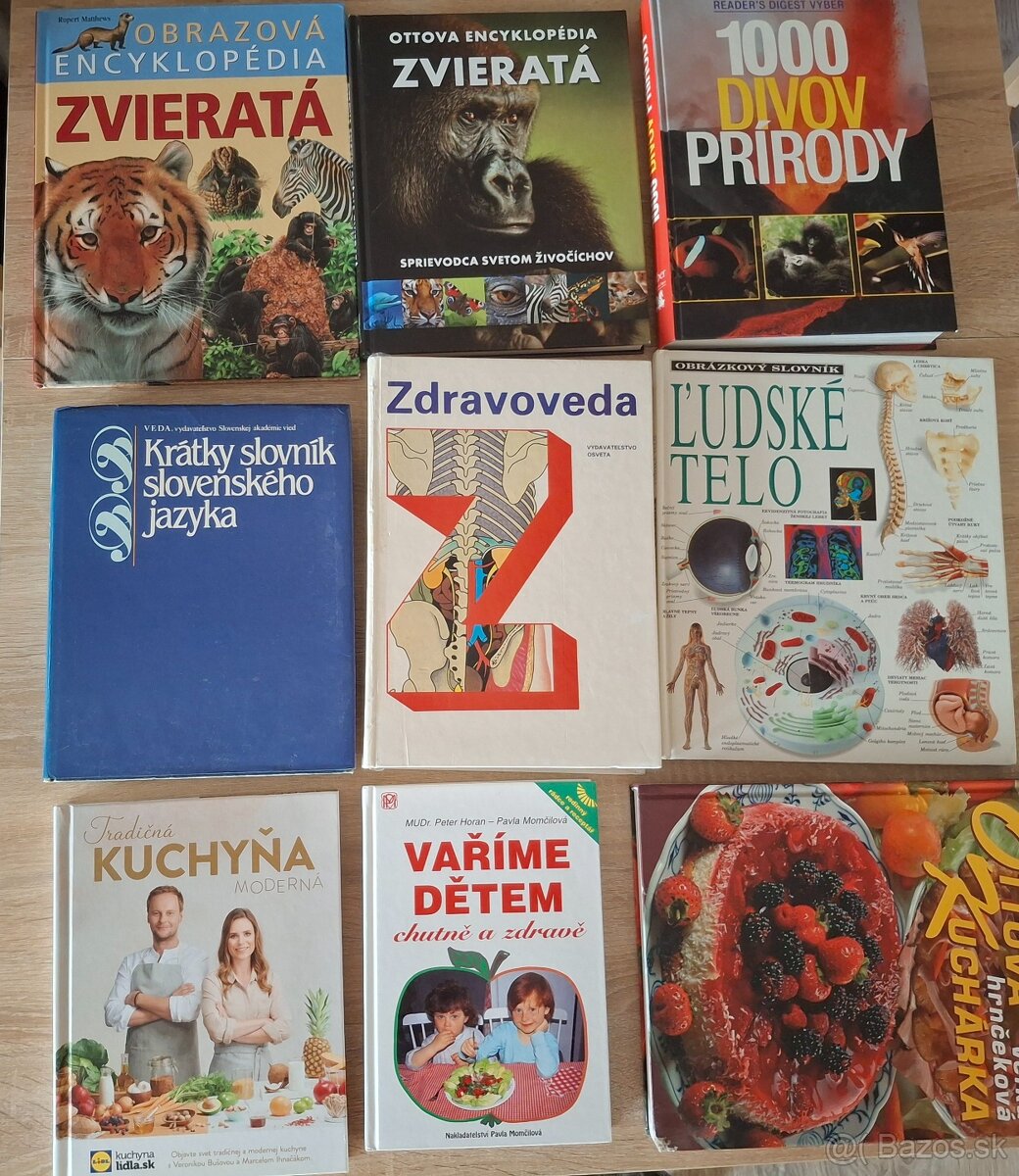 Knihy encyklopédie, zvieratá, slovník, kuchárske
