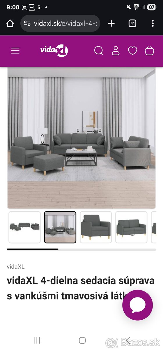 4 dielna sedacia súprava s podnožkou