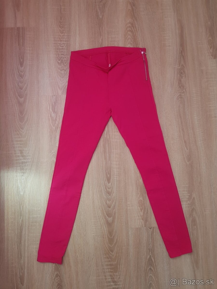Ružové elastické nohavice