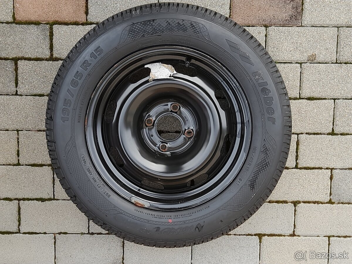 Plechový disk Peugeot,Citroen+pneu 195/65R15,6Jx15 ET-27