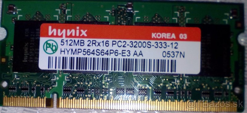 ✅Predám RAM do notebooku typ: 512 MB 2Rx16 PC2-3200S-333-12,