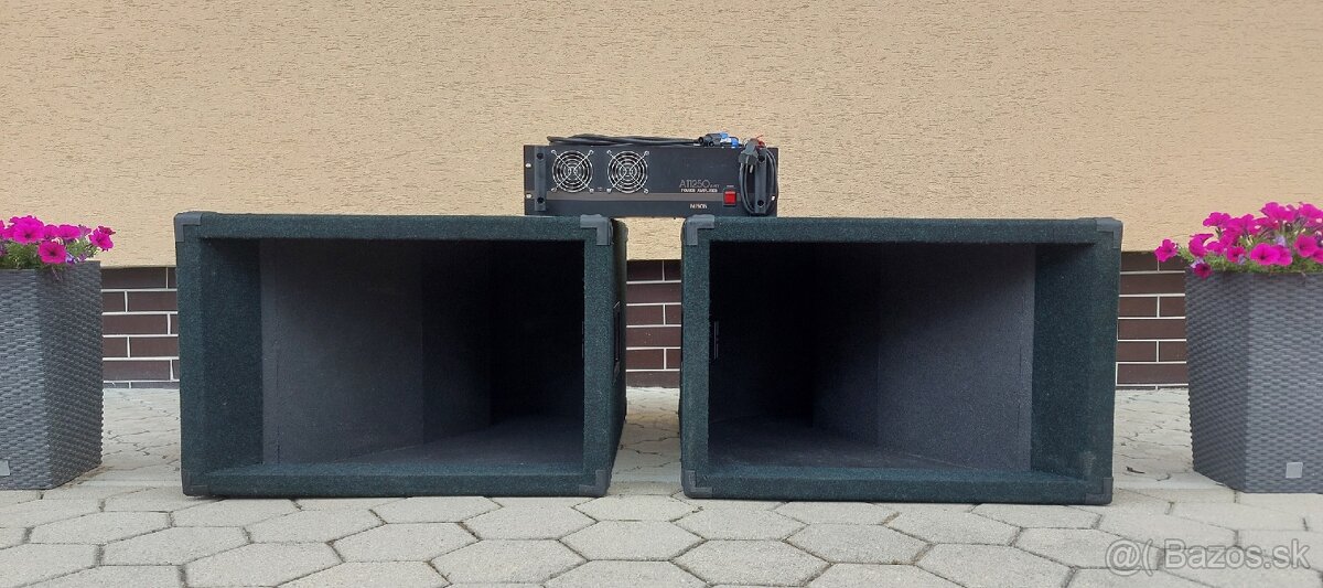 Predám 2ks pasívny subwoofer so zosilňovačom a kabelážou