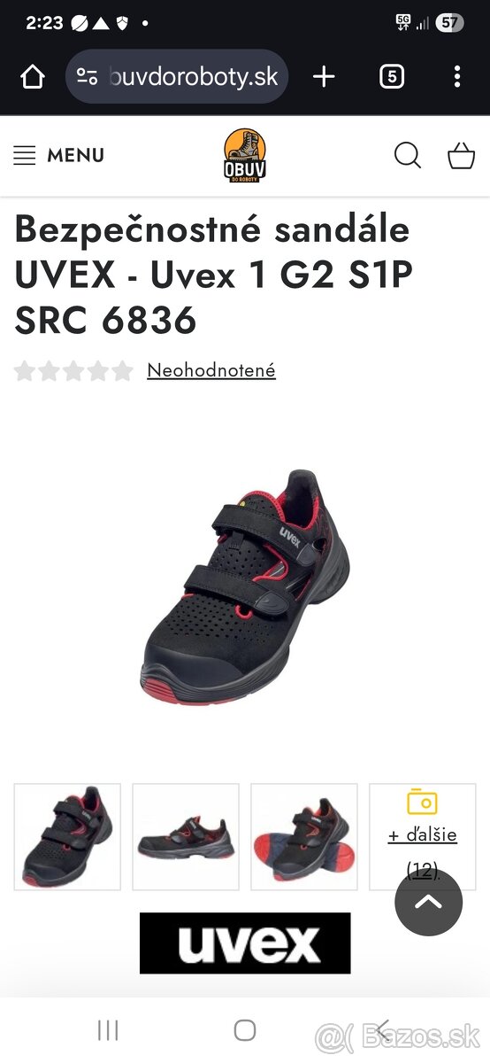 Bezpečnostné sandále UVEX