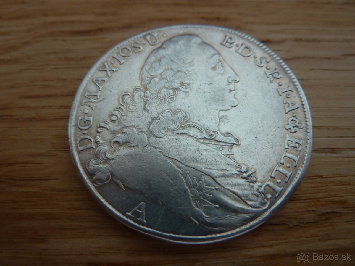 Vzácny bavorský toliar 1775 A v krásnom stave