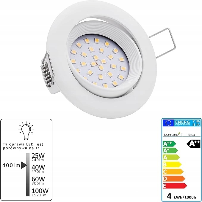 9ks - Lumare LED zabudovateľný reflektor 4W 2700K 400lm