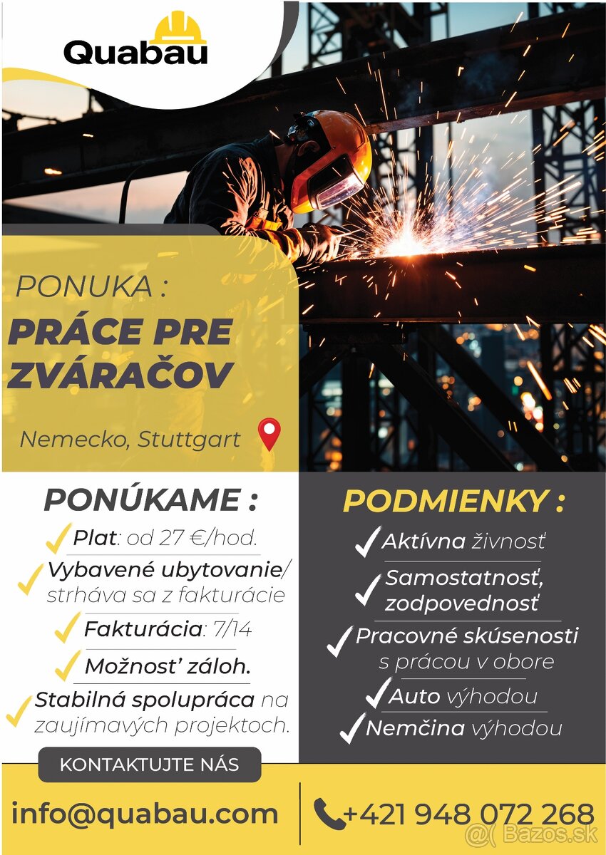Ponuka práce Nemecko-Zvárač