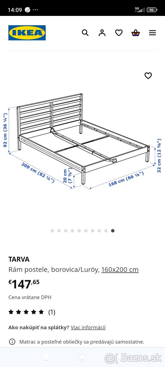 Predam ram postele Tarva (Ikea)