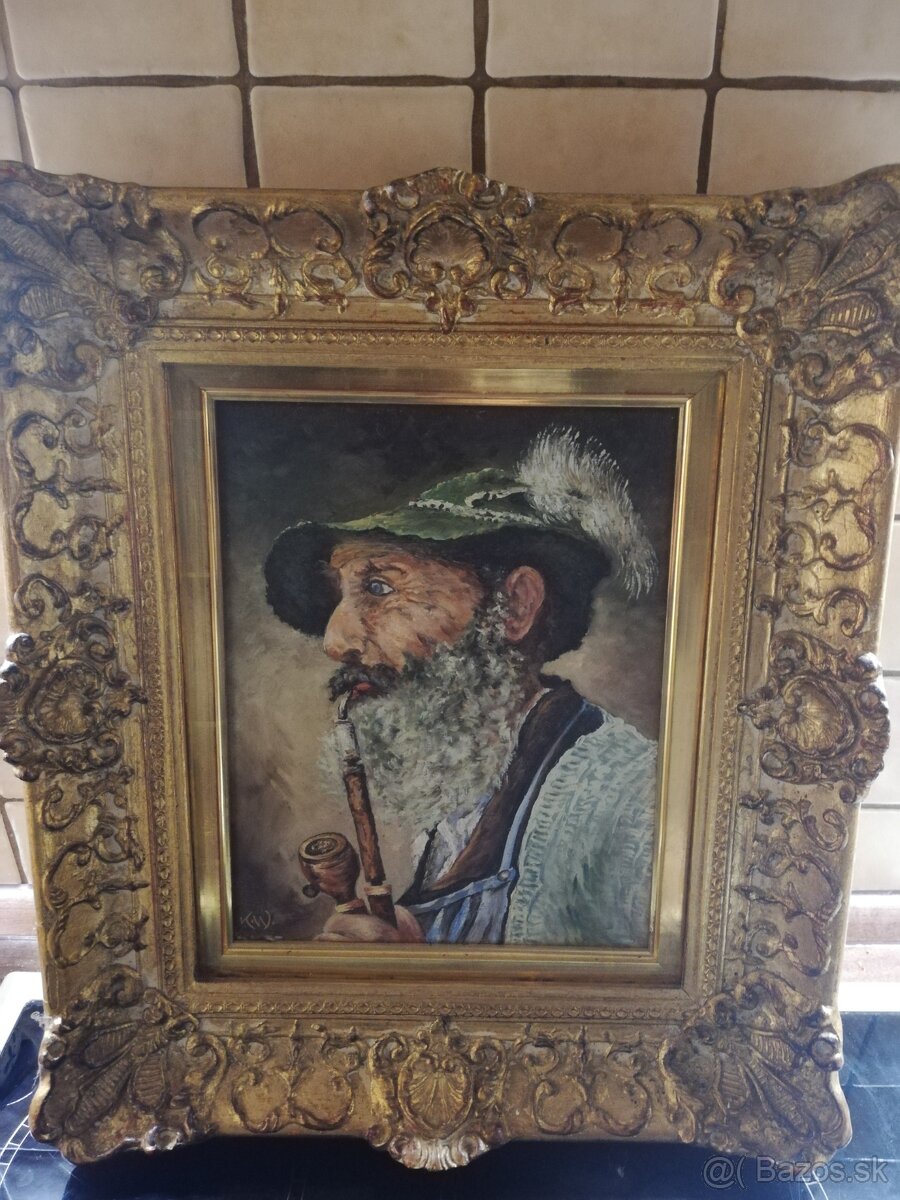 Portrét poľovníka, olejomaľba