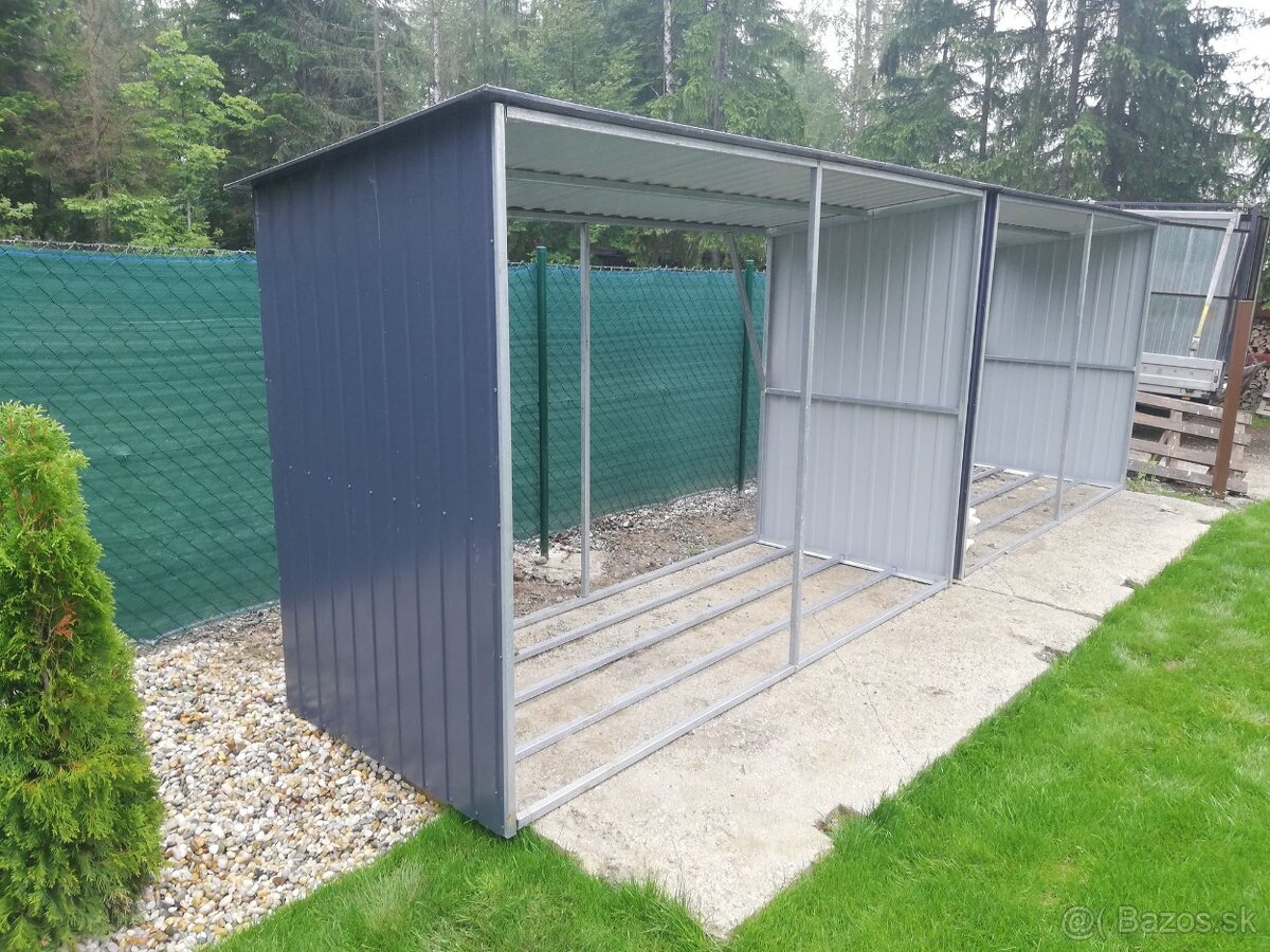 Prístrešok na palivové drevo 3x1,2m RAL7016