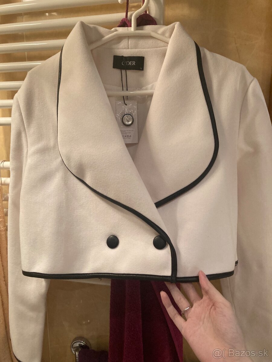 Bunda blejzer elegantne sako bielo čierna nenosene ASOS