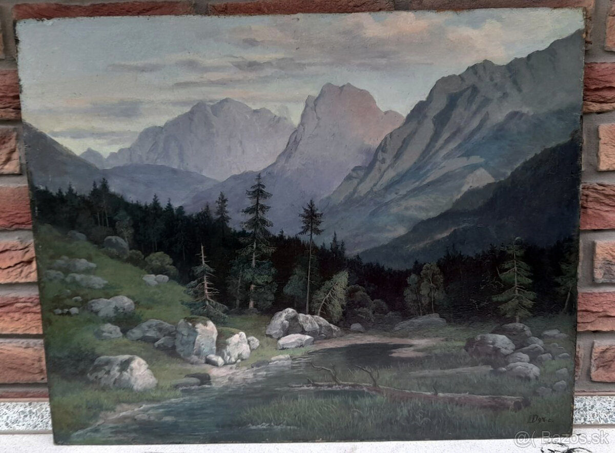 Starý obraz horská krajina dat. 1897
