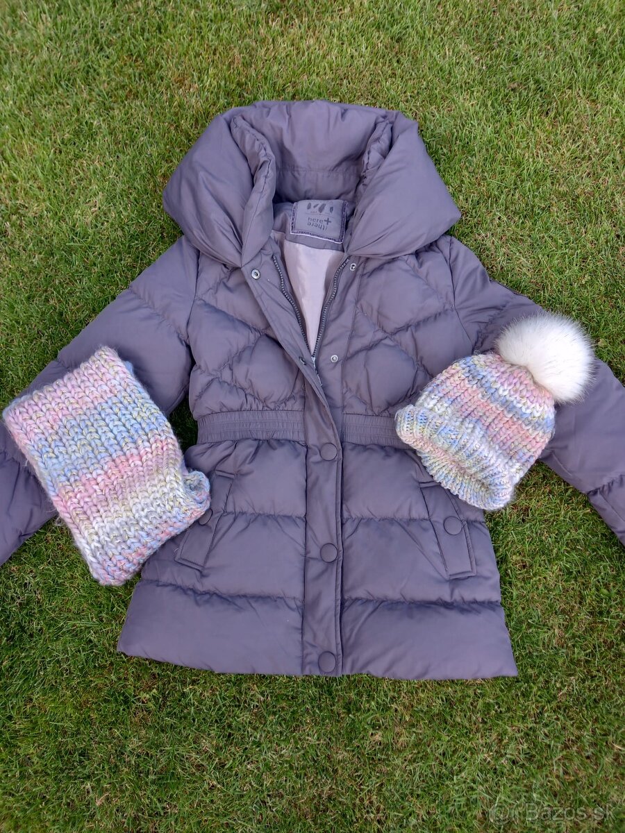 Zimná dievčenská bunda č. 36-38 (šál a čiapka zadarmo)