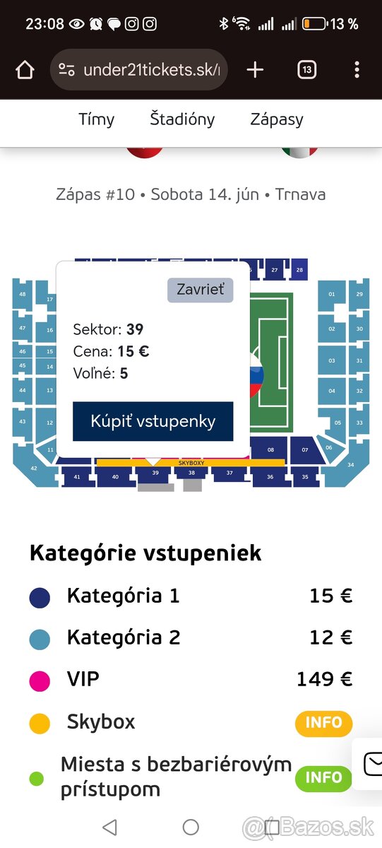 Predam 2 vstupenky na dnes slovensko taliansko