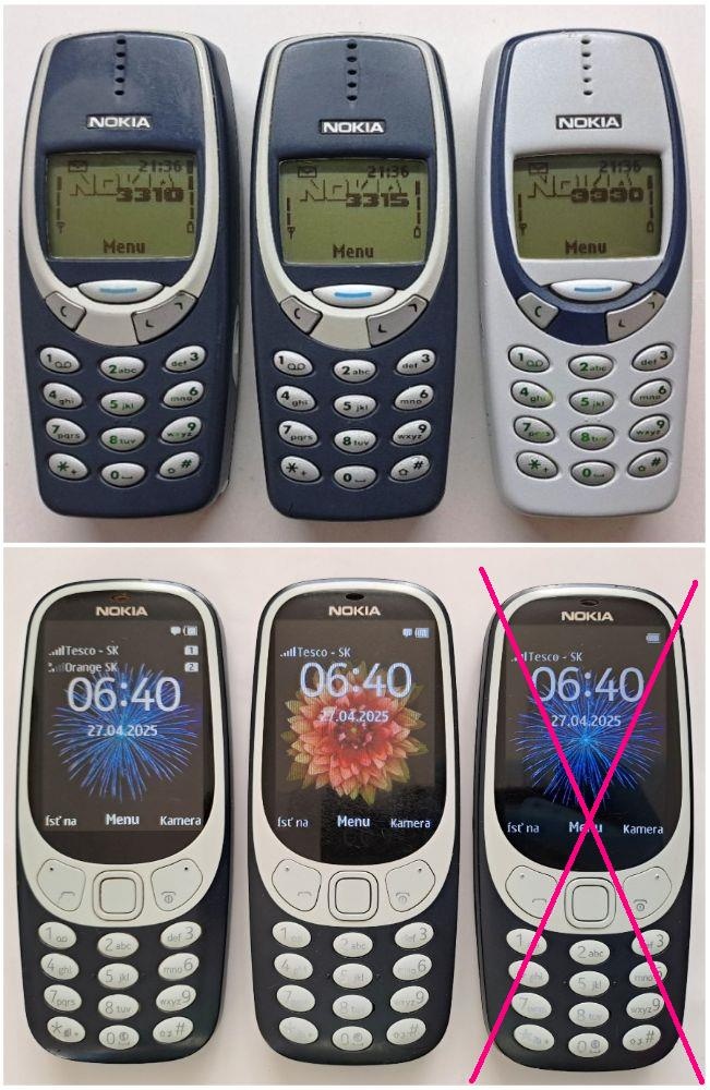 NOKIA 3310 z Roku 2000 + 3315 + 3330 + 3310 z Roku 2017