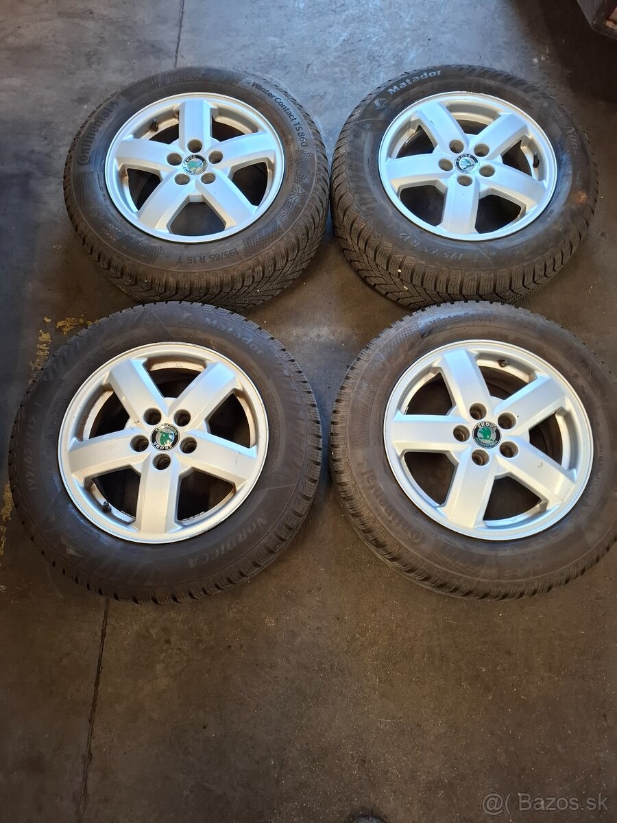 Predám zimné pneu na alu diskoch 195/65 R15