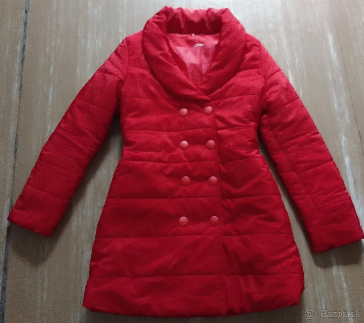 zimná bunda dámska červená, dlhá vel. L